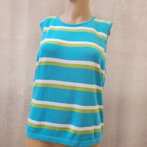 Lilly Pulitzer Vintage Sleeveless Sweater Stripes Blue Green White Large